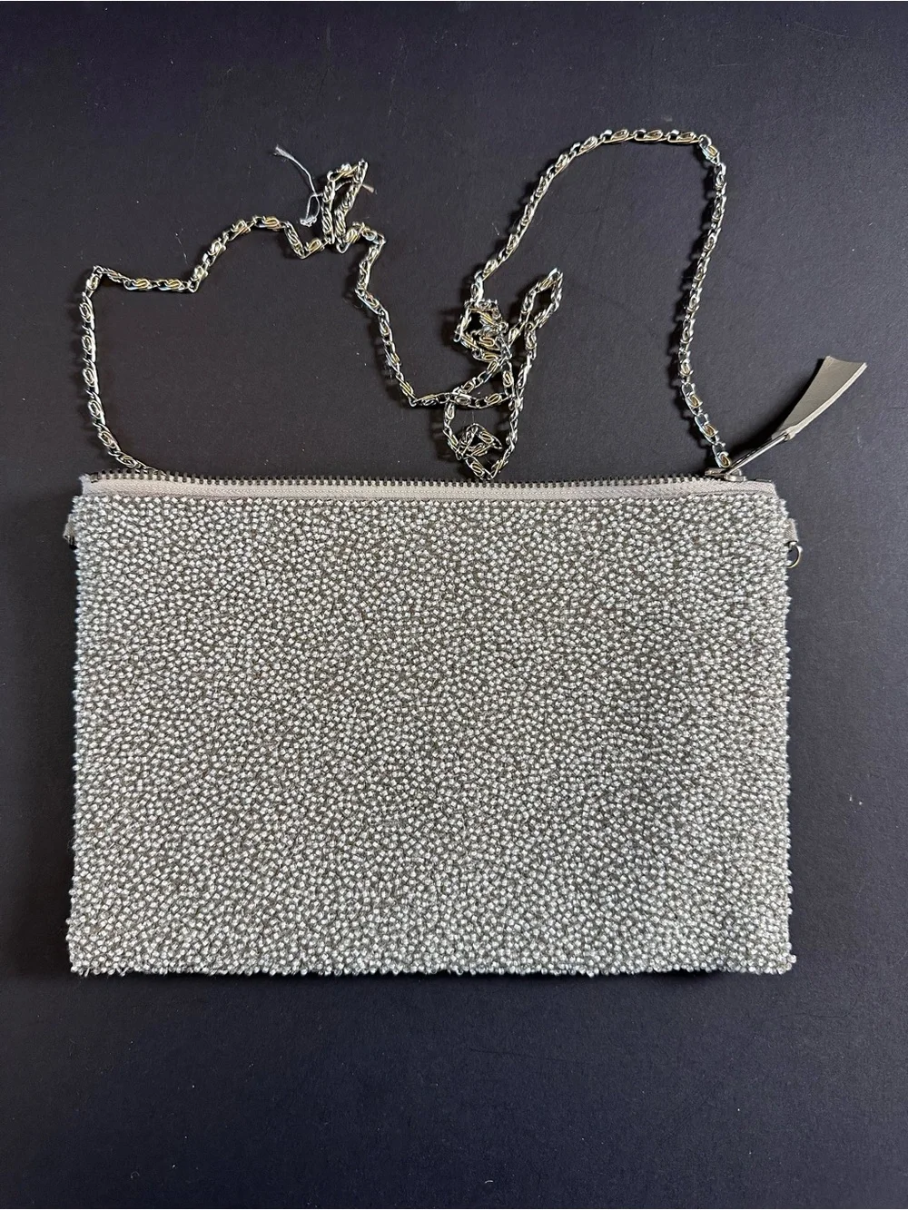 G-LISH Silver Rhinestone Beaded Evening Clutch Crossbody | Crystal Starburst